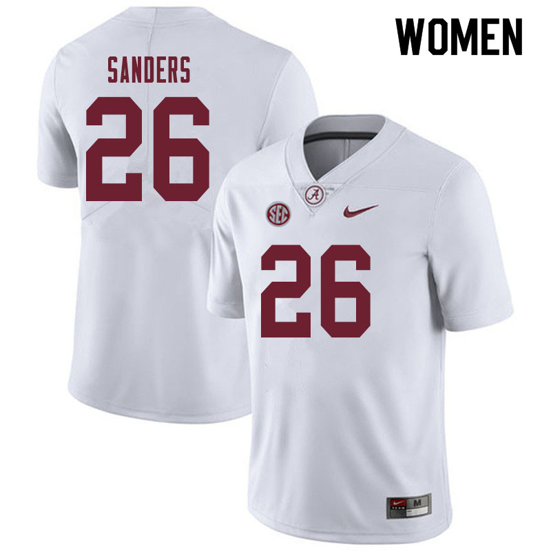 Women #26 Trey Sanders Alabama Crimson Tide College Football Jerseys Sale-White